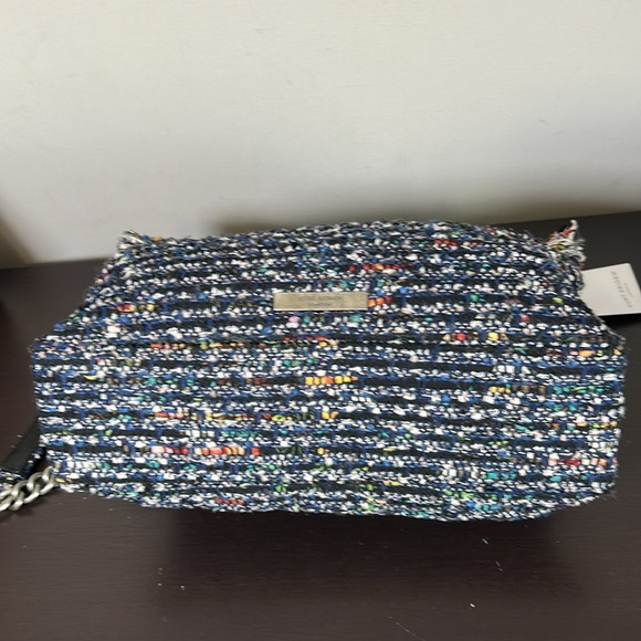 Kurt Geiger Tweed Large Kensington Bag Black Blue Shoulder Flap Closure NEW - Picture 11 of 16